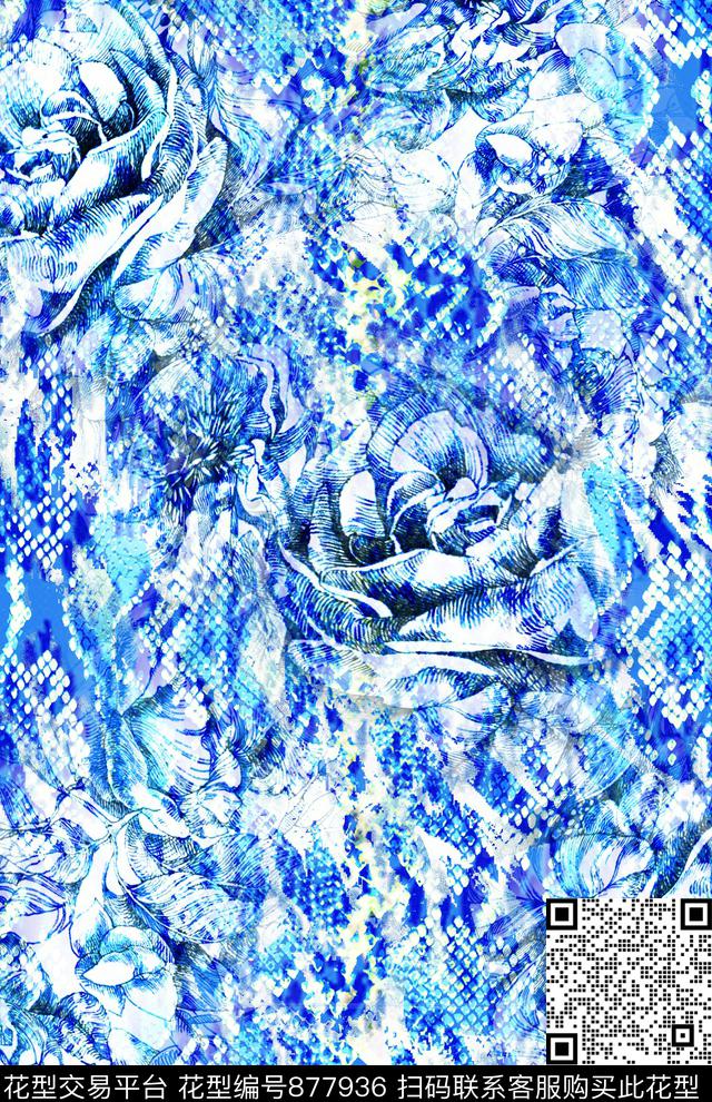 蛇纹数码华亿平台动物纹理数码印花华亿平台下载（图片编号: 877936） - 瓦栏（Walan）