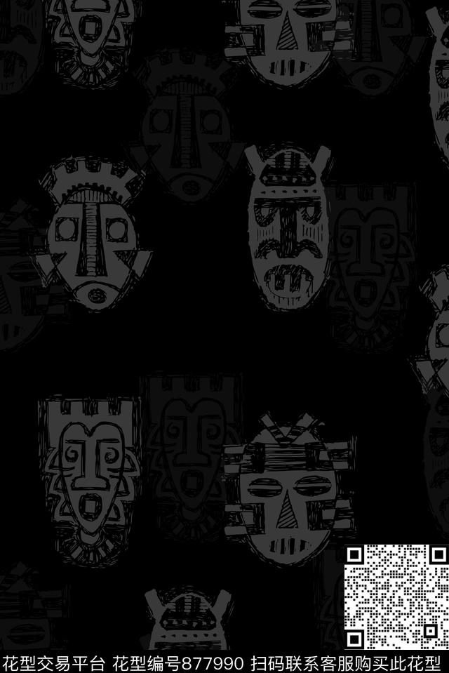 男装抽象部落传统印花华亿平台下载（图片编号: 877990） - 瓦栏（Walan）