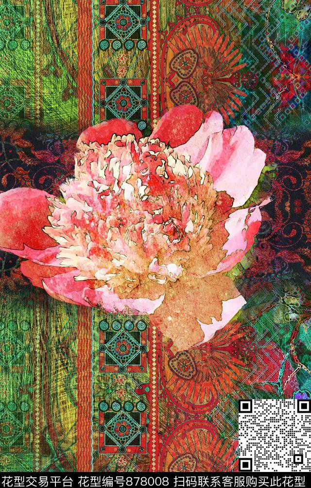 香云纱肌理花纹数码印花华亿平台下载（图片编号: 878008） - 瓦栏（Walan）