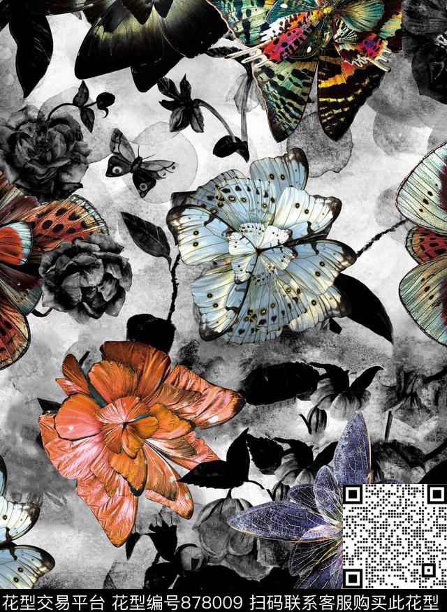 花瓣玫瑰花朵数码印花华亿平台下载（图片编号: 878009） - 瓦栏（Walan）