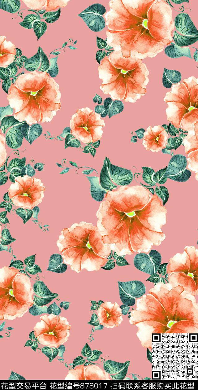 大花花瓣花卉数码印花华亿平台下载（图片编号: 878017） - 瓦栏（Walan）