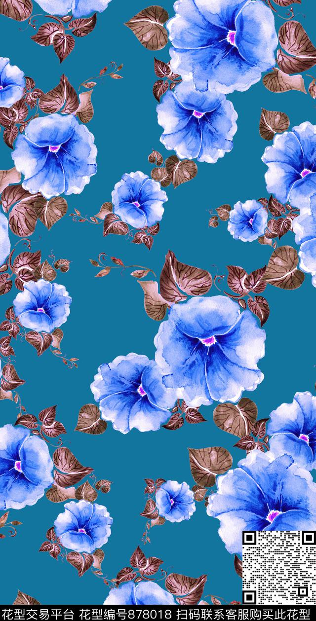 大花花瓣花卉数码印花华亿平台下载（图片编号: 878018） - 瓦栏（Walan）