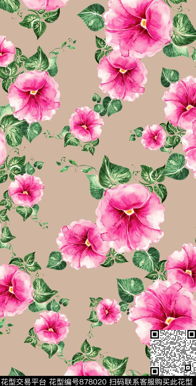 大花花瓣花卉数码印花华亿平台下载（图片编号: 878020） - 瓦栏（Walan）