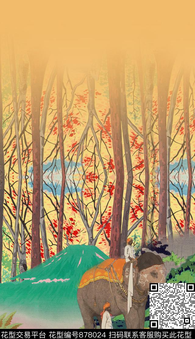 日本浮世绘印度数码印花华亿平台下载（图片编号: 878024） - 瓦栏（Walan）