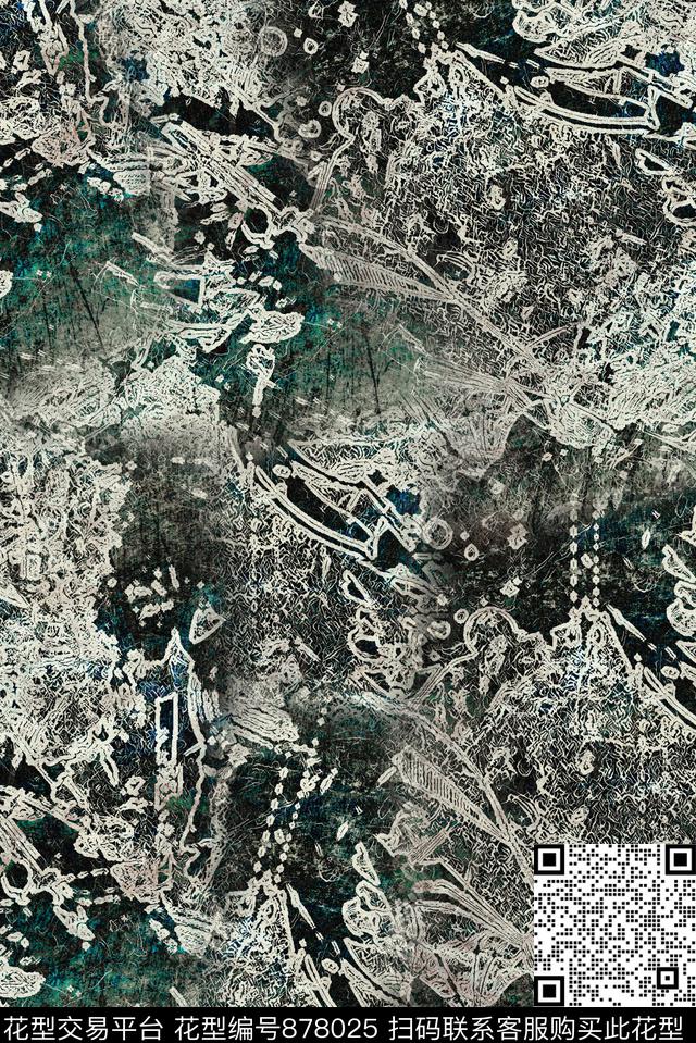 抽象肌理叶子数码印花华亿平台下载（图片编号: 878025） - 瓦栏（Walan）