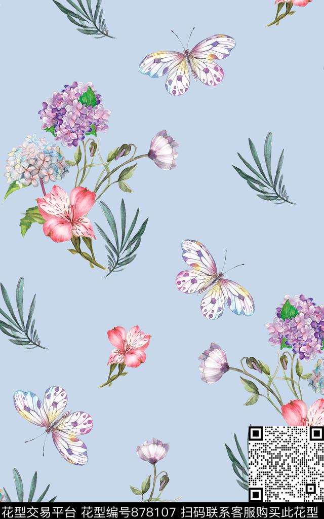 手绘彩铅家居服数码印花华亿平台下载（图片编号: 878107） - 瓦栏（Walan）