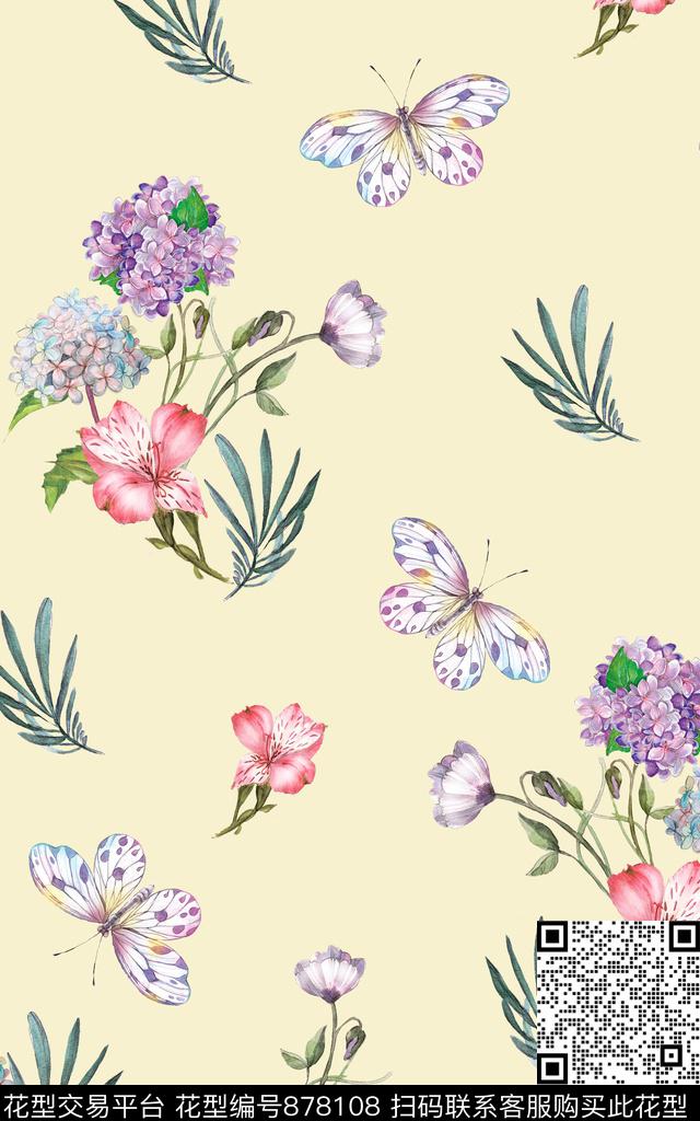 手绘彩铅家居服数码印花华亿平台下载（图片编号: 878108） - 瓦栏（Walan）