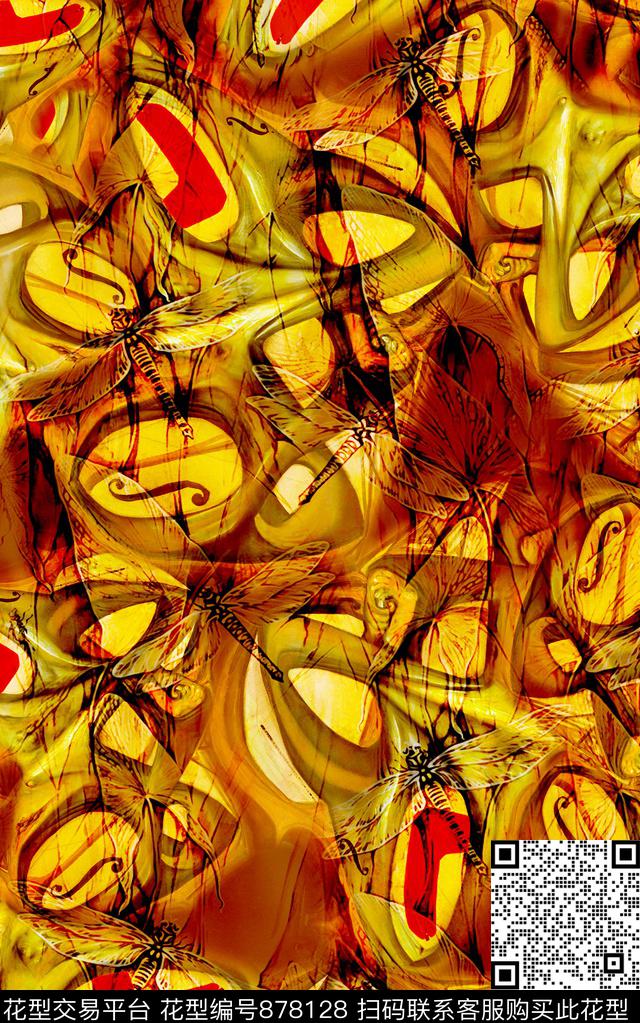 油画风民族风抽象数码印花华亿平台下载（图片编号: 878128） - 瓦栏（Walan）