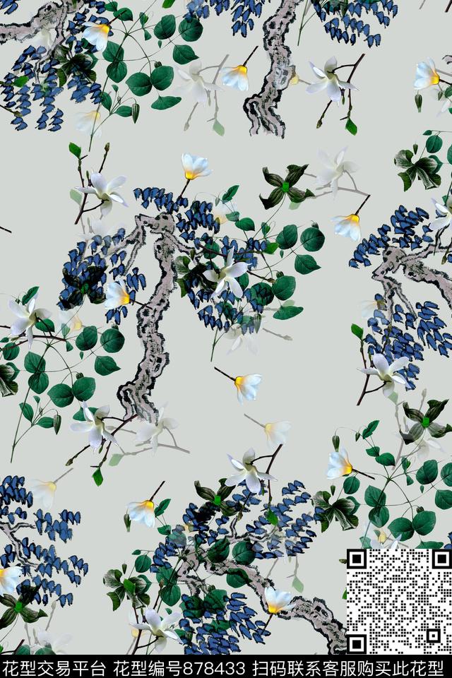 植物花卉花卉女装数码印花华亿平台下载（图片编号: 878433） - 瓦栏（Walan）