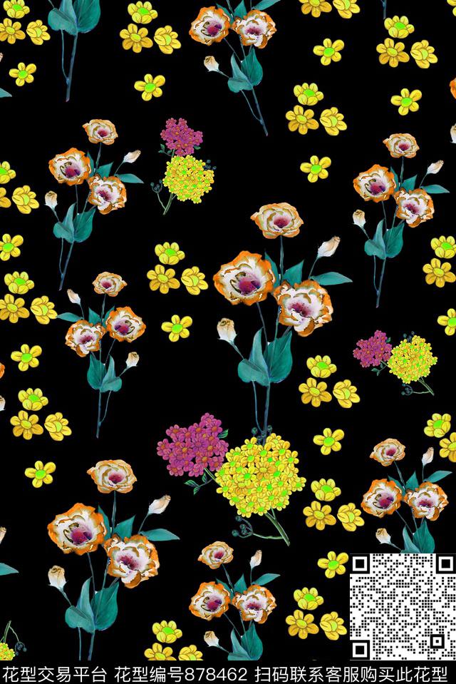 小碎花花卉花朵数码印花华亿平台下载（图片编号: 878462） - 瓦栏（Walan）
