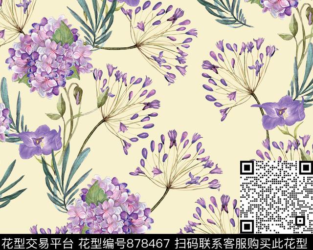 大花家居服水彩数码印花华亿平台下载（图片编号: 878467） - 瓦栏（Walan）