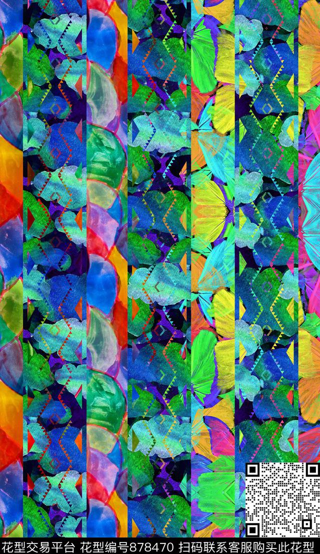 剪纸蝴蝶水彩数码印花华亿平台下载（图片编号: 878470） - 瓦栏（Walan）