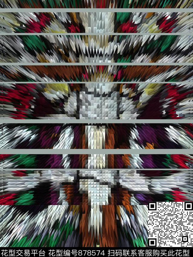 几何抽象尖锐耶稣传统印花华亿平台下载（图片编号: 878574） - 瓦栏（Walan）