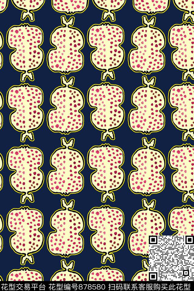 手绘休闲怪诞水果传统印花华亿平台下载（图片编号: 878580） - 瓦栏（Walan）