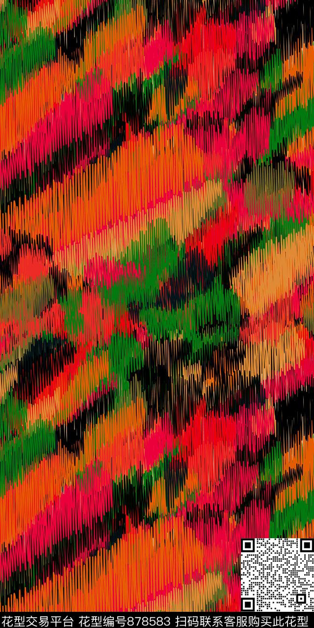 抽象多彩意境数码印花华亿平台下载（图片编号: 878583） - 瓦栏（Walan）