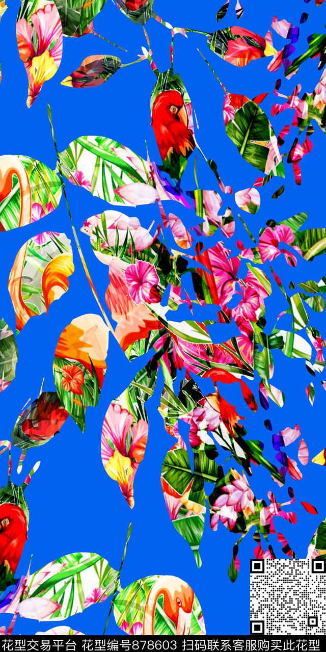 叶子水印数码印花华亿平台下载（图片编号: 878603） - 瓦栏（Walan）