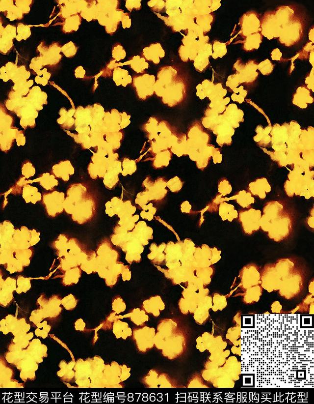 小碎花花朵花卉数码印花华亿平台下载（图片编号: 878631） - 瓦栏（Walan）