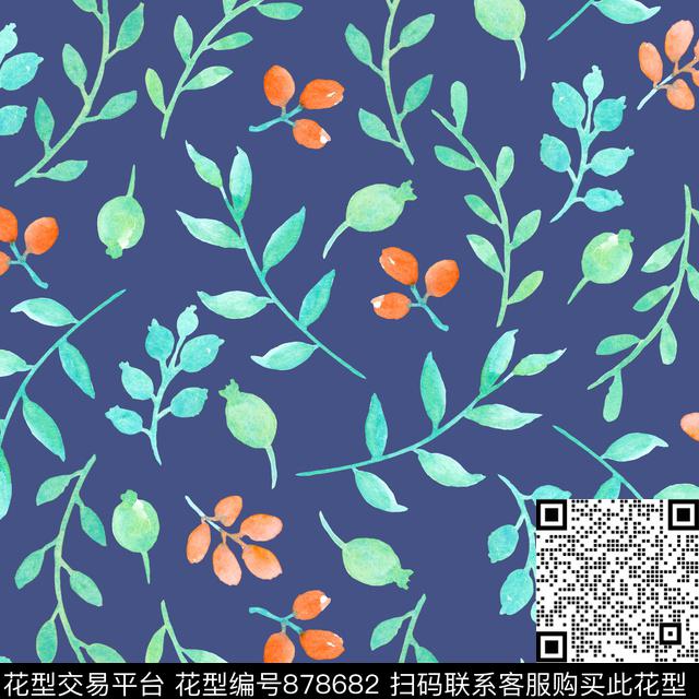 小碎花家居服水彩数码印花华亿平台下载（图片编号: 878682） - 瓦栏（Walan）