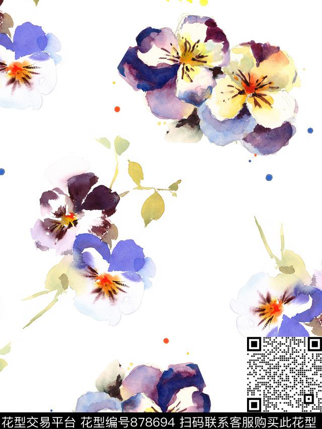 花瓣玉兰花兰花数码印花华亿平台下载（图片编号: 878694） - 瓦栏（Walan）