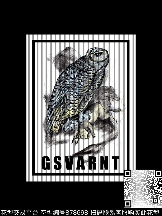 猫头鹰鸟几何数码印花华亿平台下载（图片编号: 878698） - 瓦栏（Walan）
