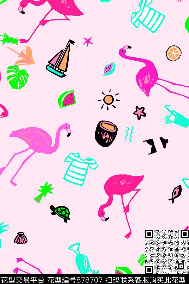 卡通小动物动物数码印花华亿平台下载（图片编号: 878707） - 瓦栏（Walan）