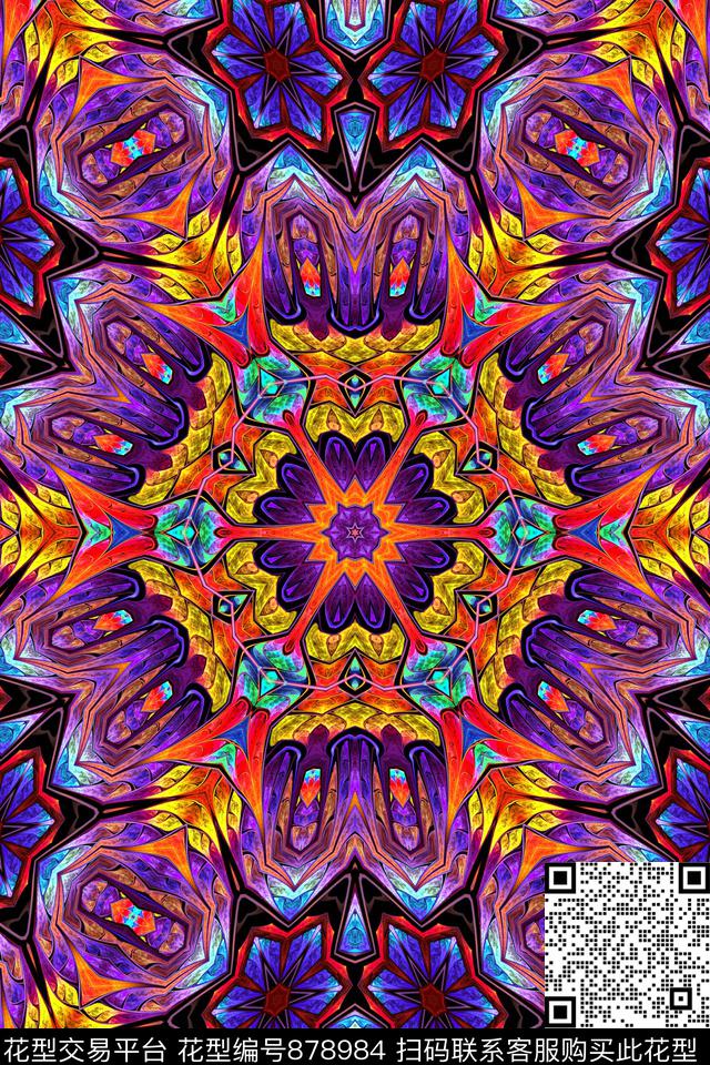 女装印花抽象数码印花华亿平台下载（图片编号: 878984） - 瓦栏（Walan）