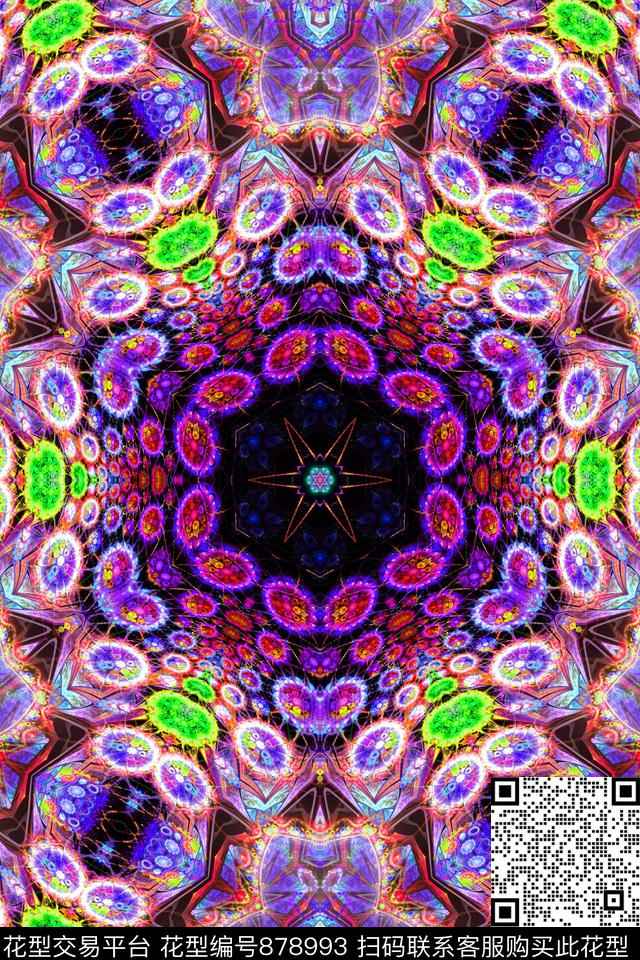 女装印花抽象数码印花华亿平台下载（图片编号: 878993） - 瓦栏（Walan）