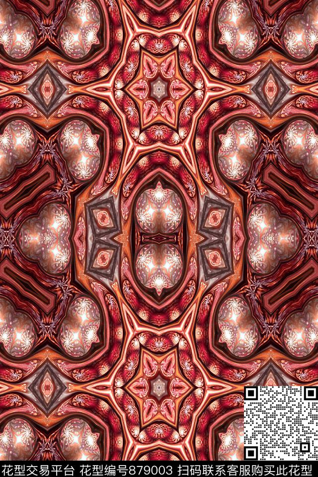 女装印花抽象数码印花华亿平台下载（图片编号: 879003） - 瓦栏（Walan）