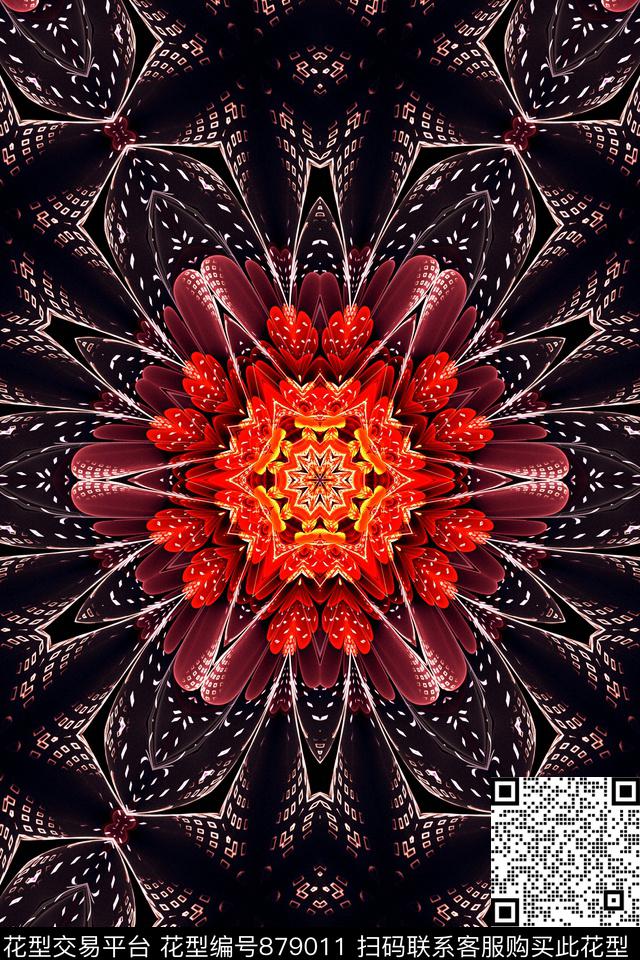 女装印花抽象数码印花华亿平台下载（图片编号: 879011） - 瓦栏（Walan）