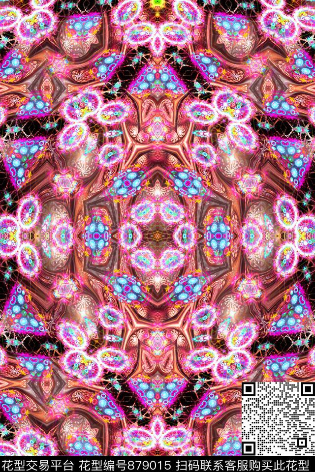 女装印花抽象数码印花华亿平台下载（图片编号: 879015） - 瓦栏（Walan）