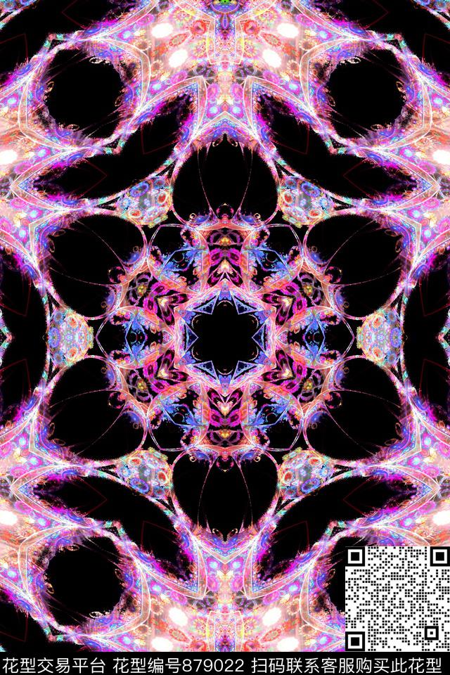 女装印花抽象数码印花华亿平台下载（图片编号: 879022） - 瓦栏（Walan）