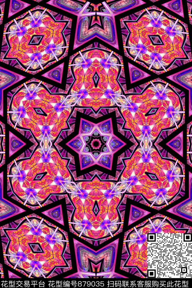 女装印花抽象数码印花华亿平台下载（图片编号: 879035） - 瓦栏（Walan）