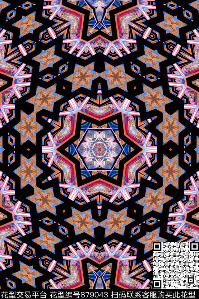 女装印花抽象数码印花华亿平台下载（图片编号: 879043） - 瓦栏（Walan）