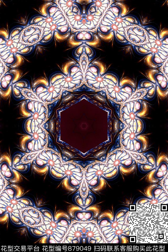 女装印花抽象数码印花华亿平台下载（图片编号: 879049） - 瓦栏（Walan）