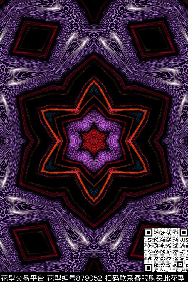 女装印花抽象数码印花华亿平台下载（图片编号: 879052） - 瓦栏（Walan）