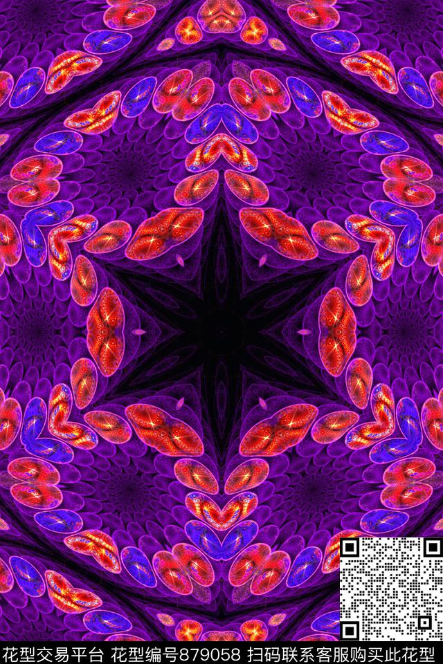 女装印花抽象数码印花华亿平台下载（图片编号: 879058） - 瓦栏（Walan）