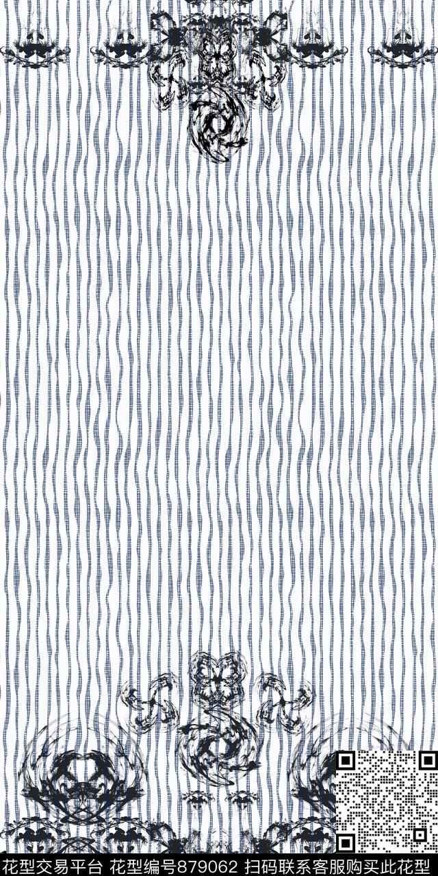 线条条纹格子数码印花华亿平台下载（图片编号: 879062） - 瓦栏（Walan）