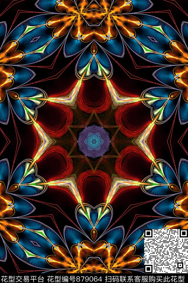 女装印花抽象数码印花华亿平台下载（图片编号: 879064） - 瓦栏（Walan）