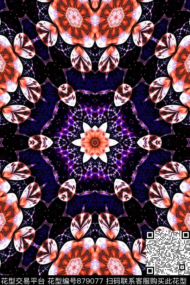 女装印花抽象数码印花华亿平台下载（图片编号: 879077） - 瓦栏（Walan）