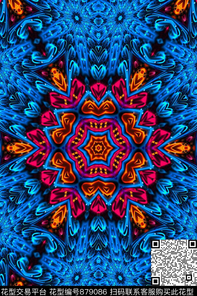 女装印花抽象数码印花华亿平台下载（图片编号: 879086） - 瓦栏（Walan）