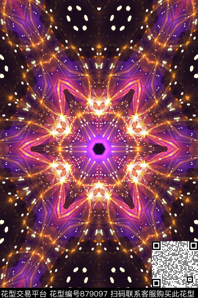 女装印花抽象数码印花华亿平台下载（图片编号: 879097） - 瓦栏（Walan）