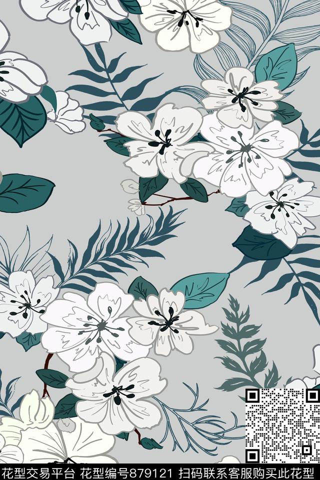 水彩手绘叶子传统印花华亿平台下载（图片编号: 879121） - 瓦栏（Walan）