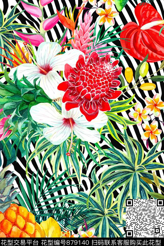 tropicalflowersfruits数码印花华亿平台下载（图片编号: 879140） - 瓦栏（Walan）