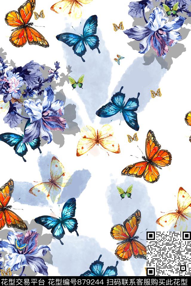 艺术花卉玉兰花小碎花数码印花华亿平台下载（图片编号: 879244） - 瓦栏（Walan）