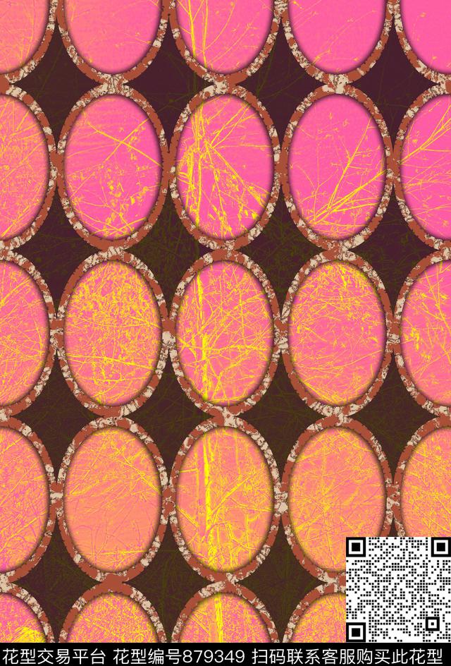 马赛克圆圈圆形数码印花华亿平台下载（图片编号: 879349） - 瓦栏（Walan）