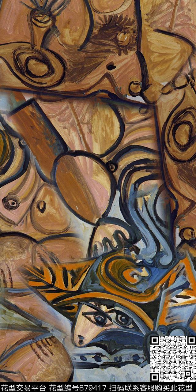 油画数码抽象数码印花华亿平台下载（图片编号: 879417） - 瓦栏（Walan）