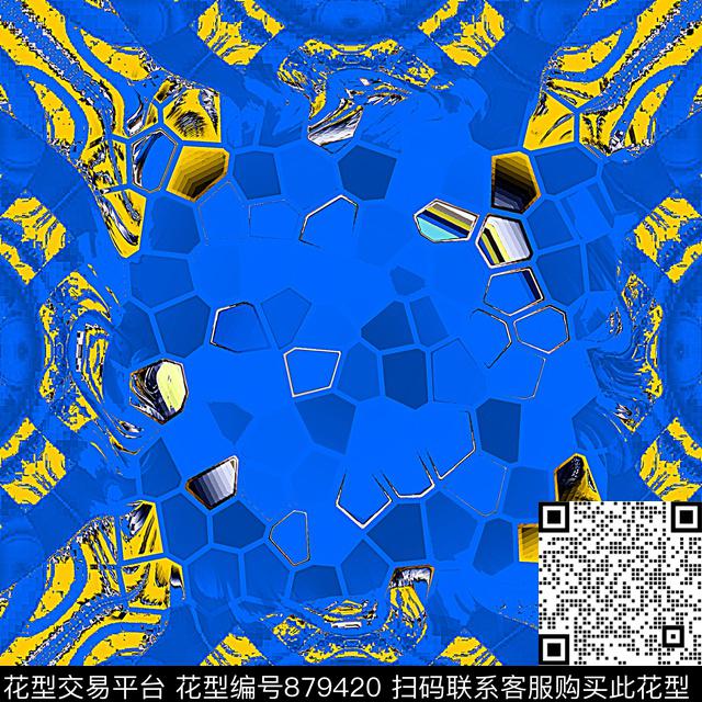 方格色块几何传统印花华亿平台下载（图片编号: 879420） - 瓦栏（Walan）