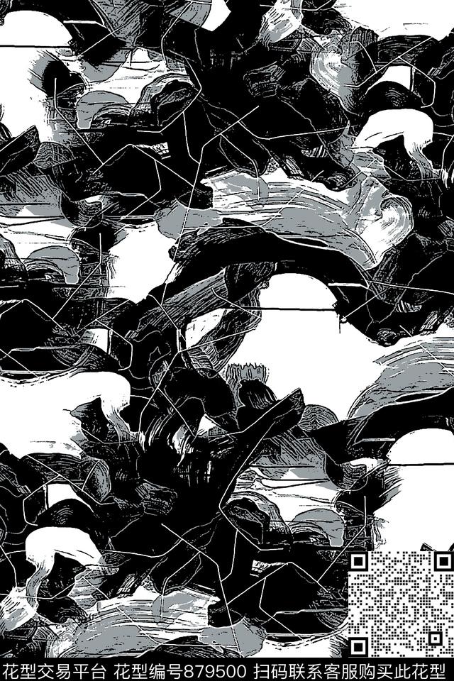 肌理纹理抽象纹理男装华亿平台传统印花华亿平台下载（图片编号: 879500） - 瓦栏（Walan）