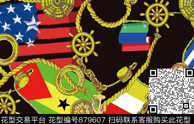 舵锚绳索数码印花华亿平台下载（图片编号: 879607） - 瓦栏（Walan）
