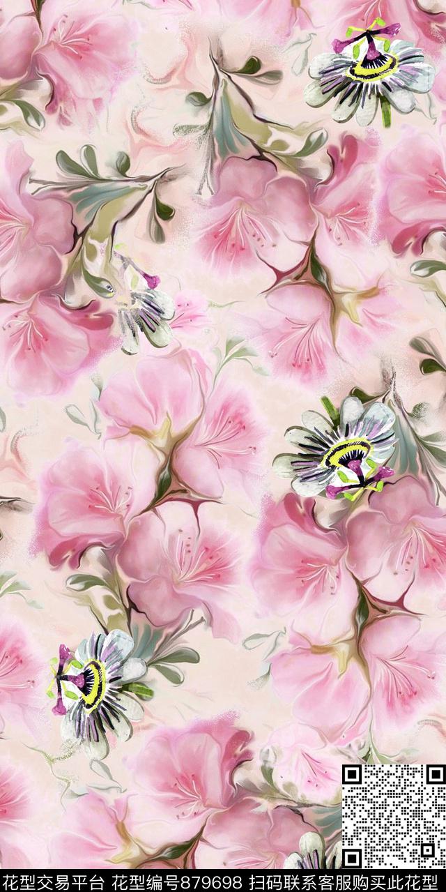 花朵花卉真花数码印花华亿平台下载（图片编号: 879698） - 瓦栏（Walan）